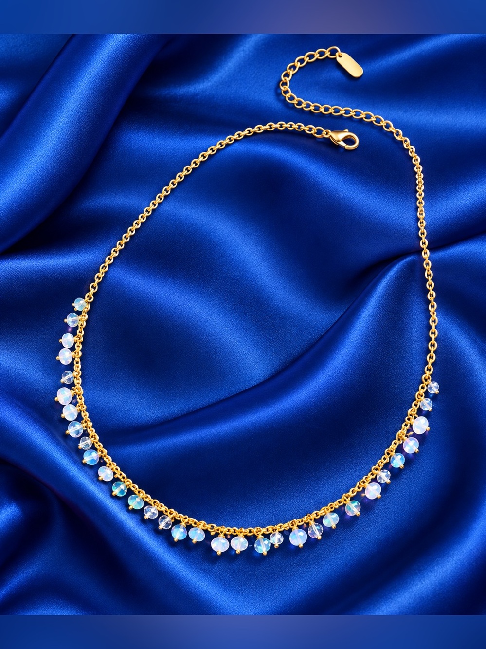 Anthropologie Delicate Crystal Droplet Necklace | 14K Gold-Plated | 15”